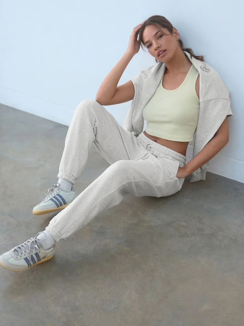 self. Grey Cuffed Joggers