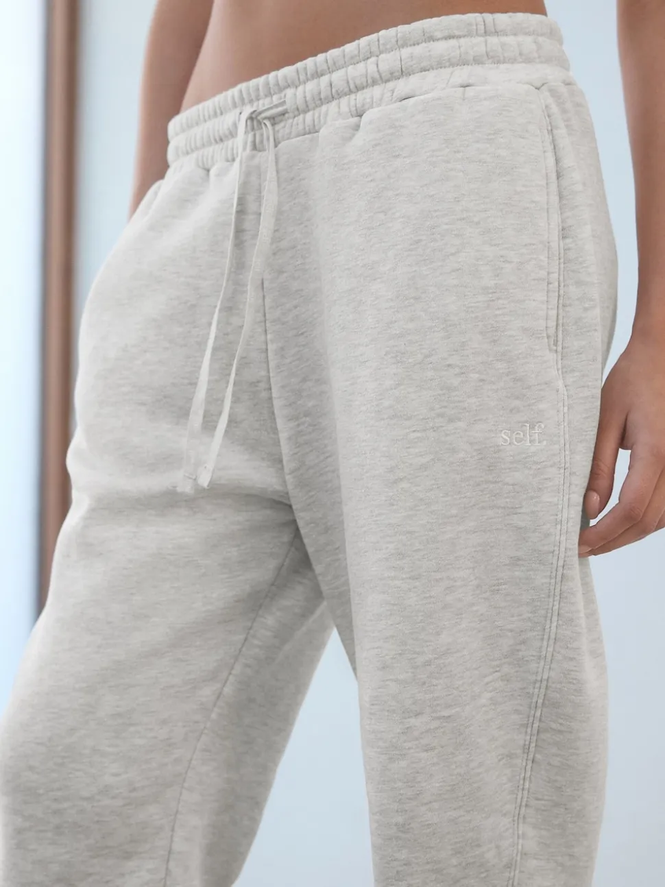 self. Grey Cuffed Joggers