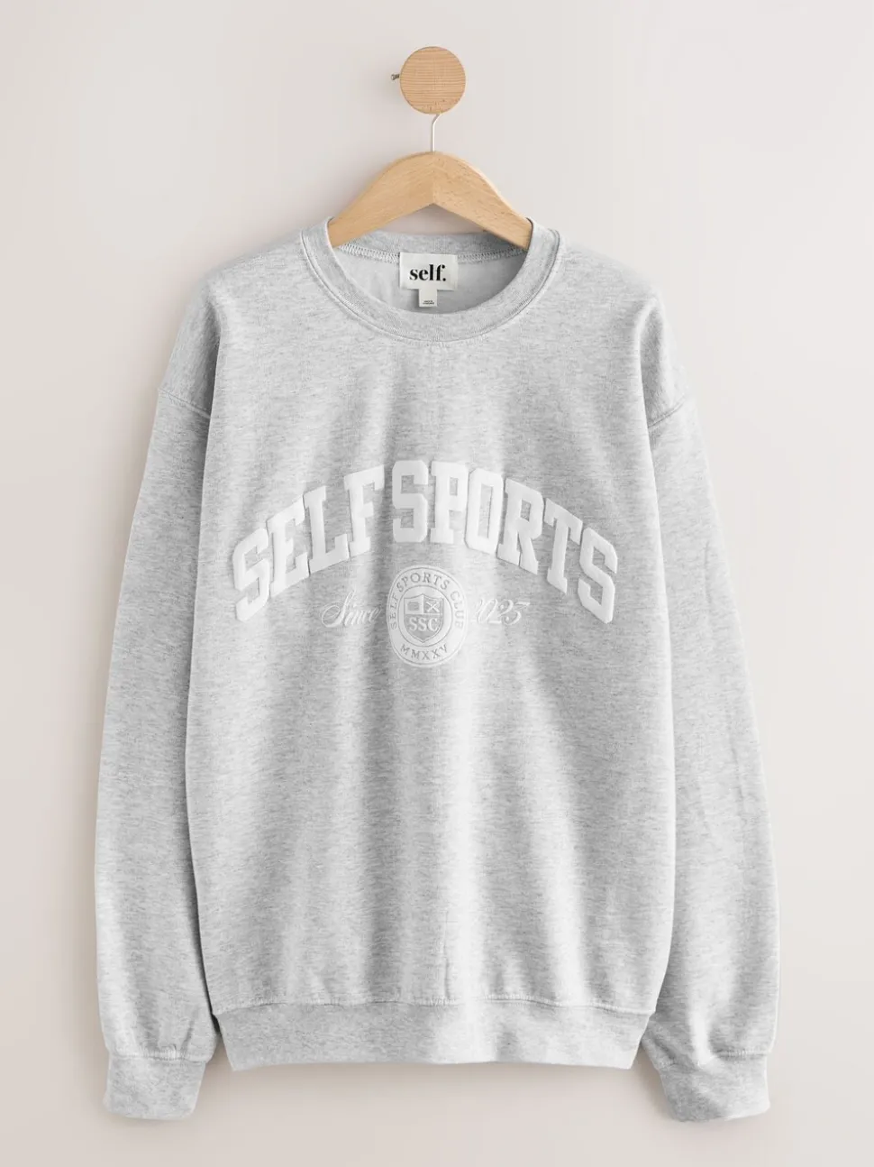 self. Grey Embroidered Slogan Sweatshirt