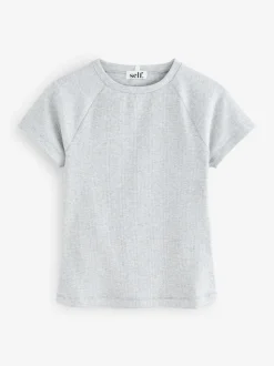 self. Grey Fitted Rib T-Shirt
