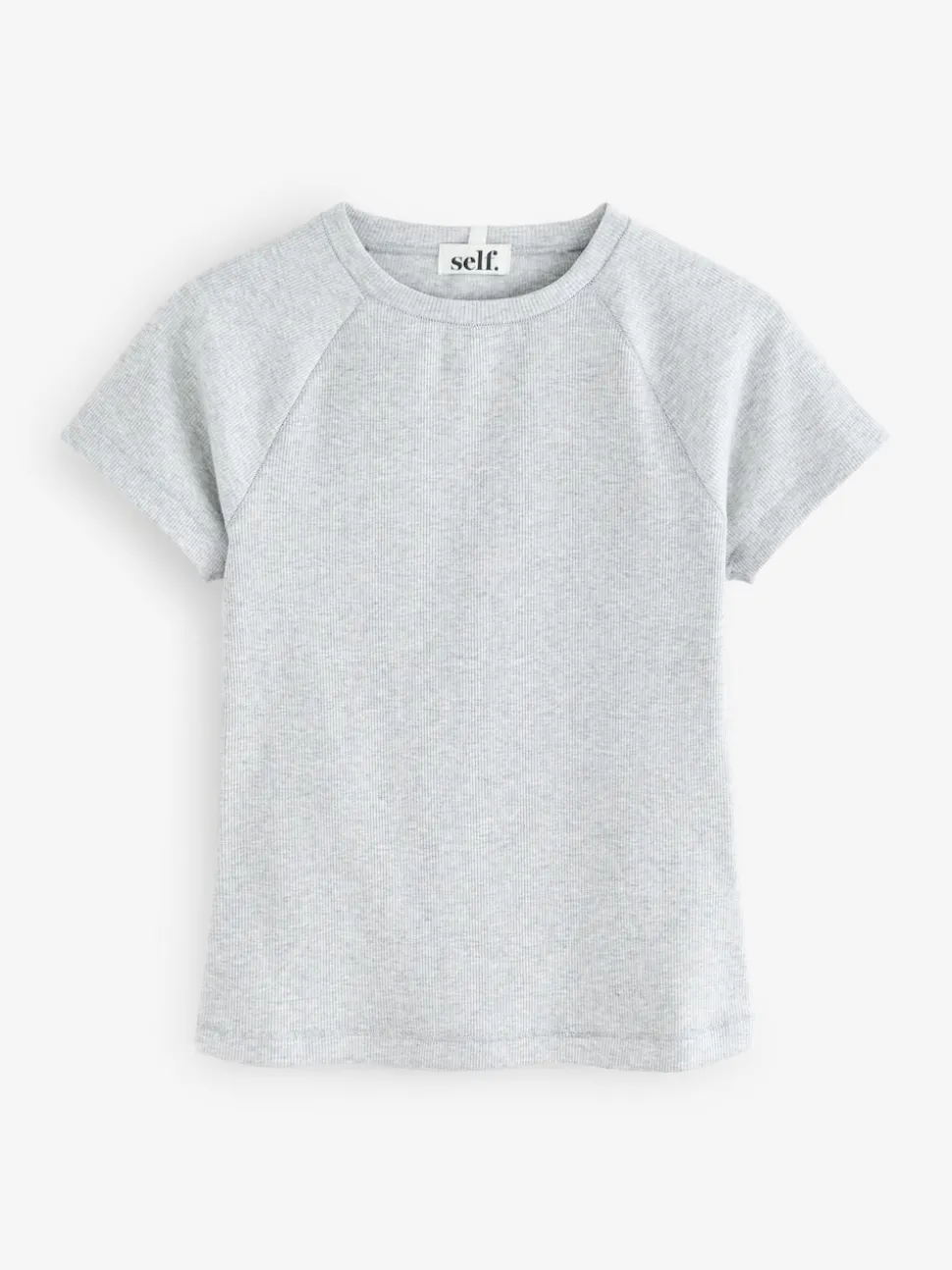 self. Grey Fitted Rib T-Shirt