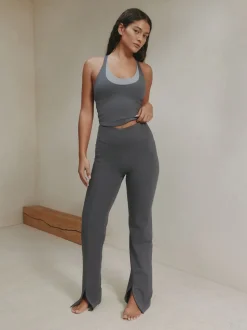 self. Grey High Waist Flared Leggings