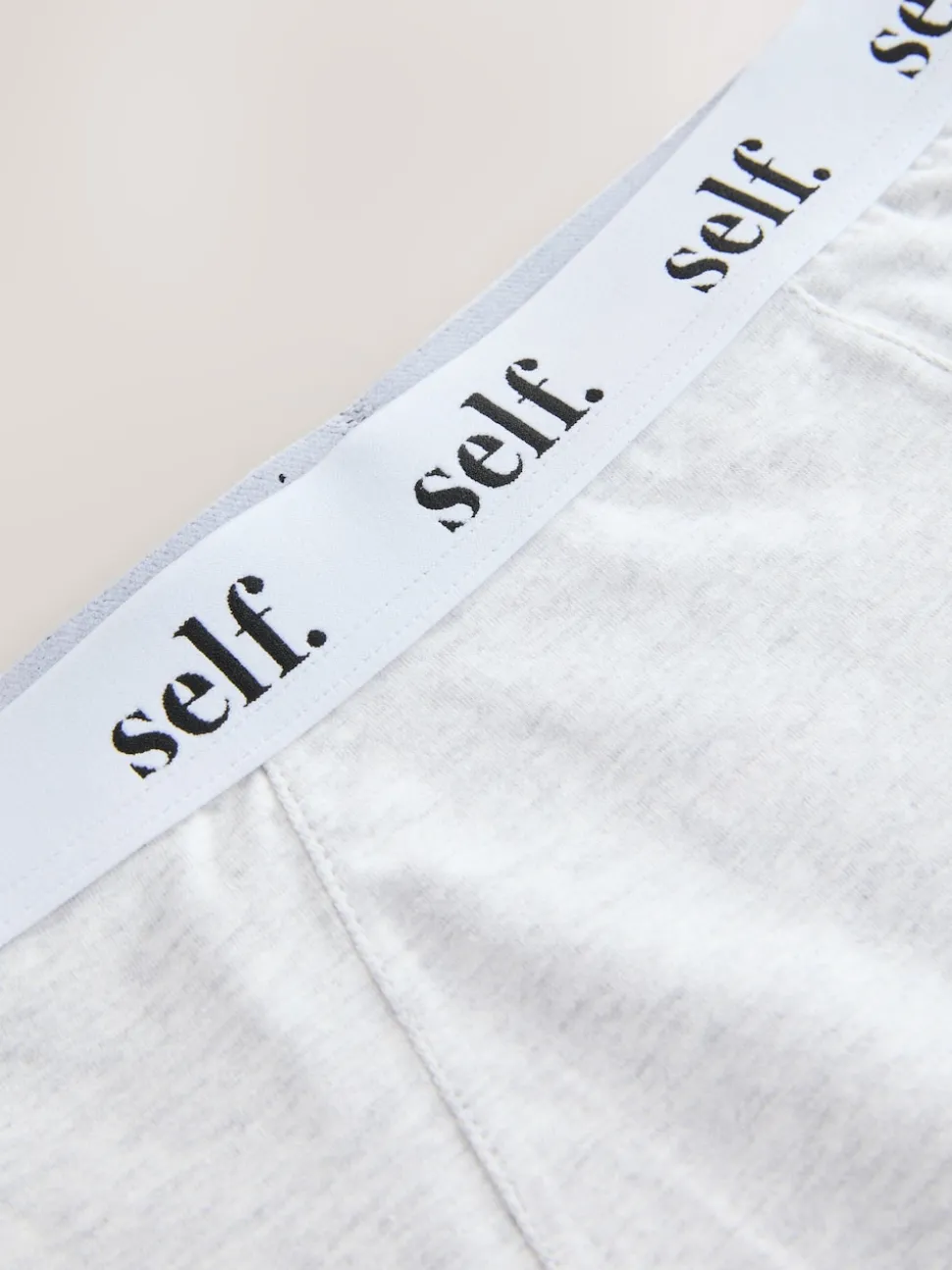 self. Grey Marl Short Logo Knickers