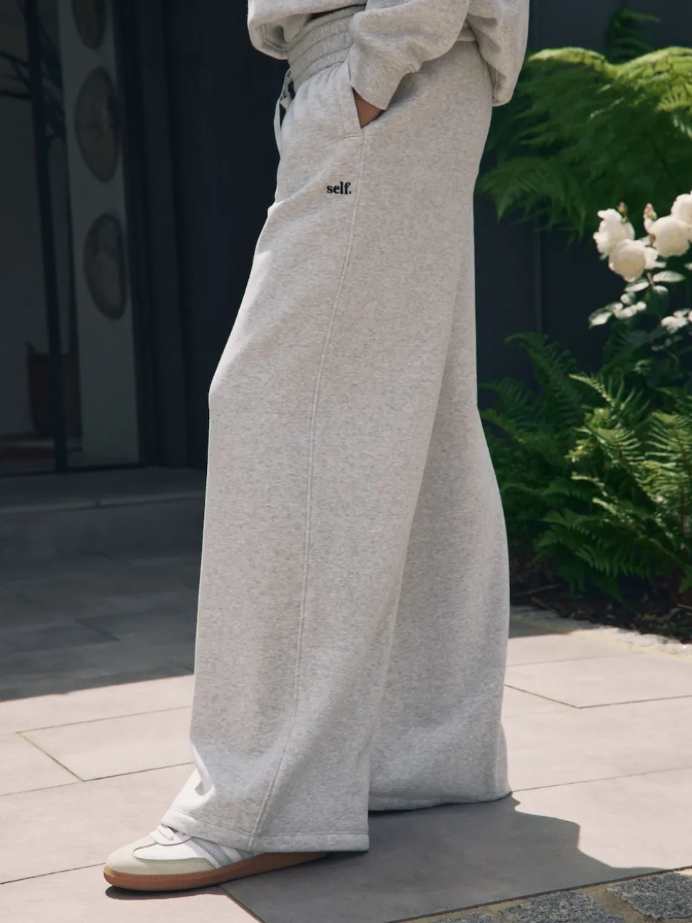 self. Grey Wide Leg Joggers