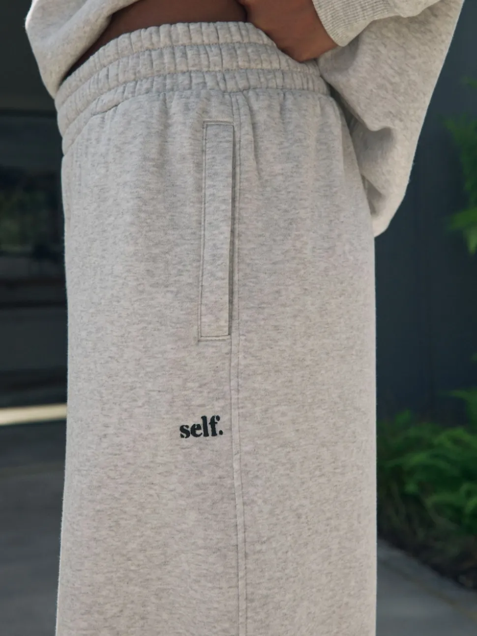 self. Grey Wide Leg Joggers
