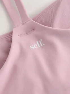 self. Lilac Purple Strappy Non Wire Sports Bra