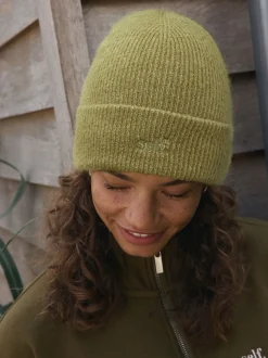self. Lime Green Knitted Beanie Hat