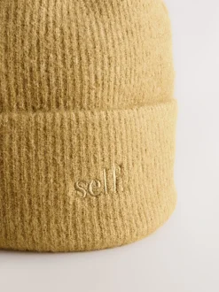 self. Lime Green Knitted Beanie Hat