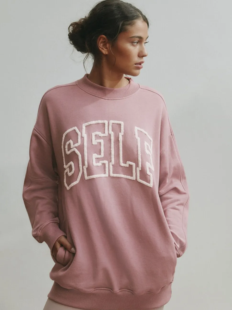 self. Mauve Purple Boucle Sweatshirt