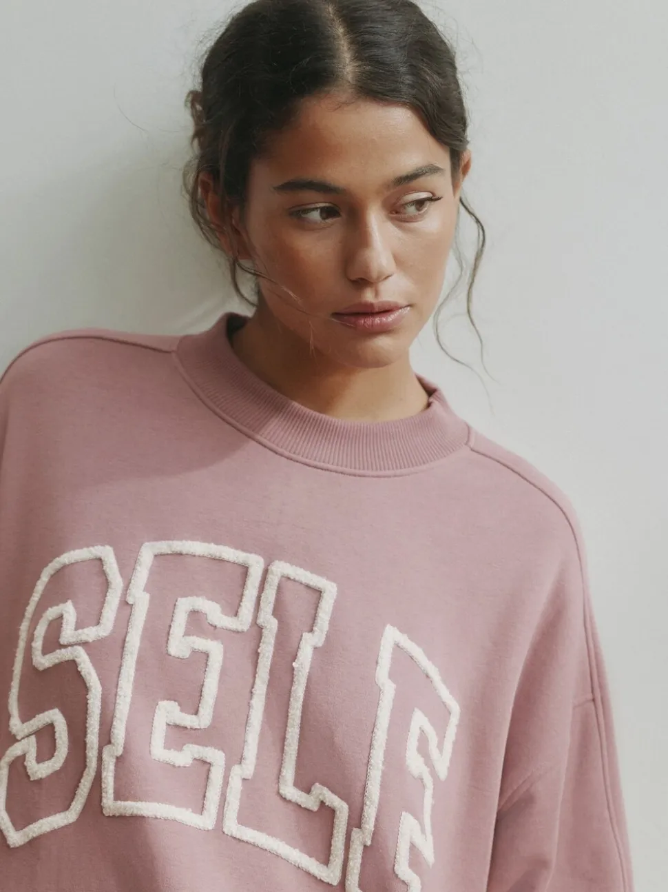 self. Mauve Purple Boucle Sweatshirt