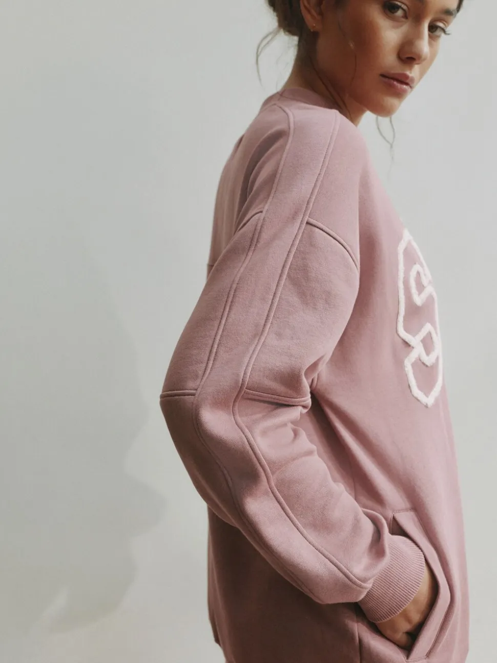 self. Mauve Purple Boucle Sweatshirt