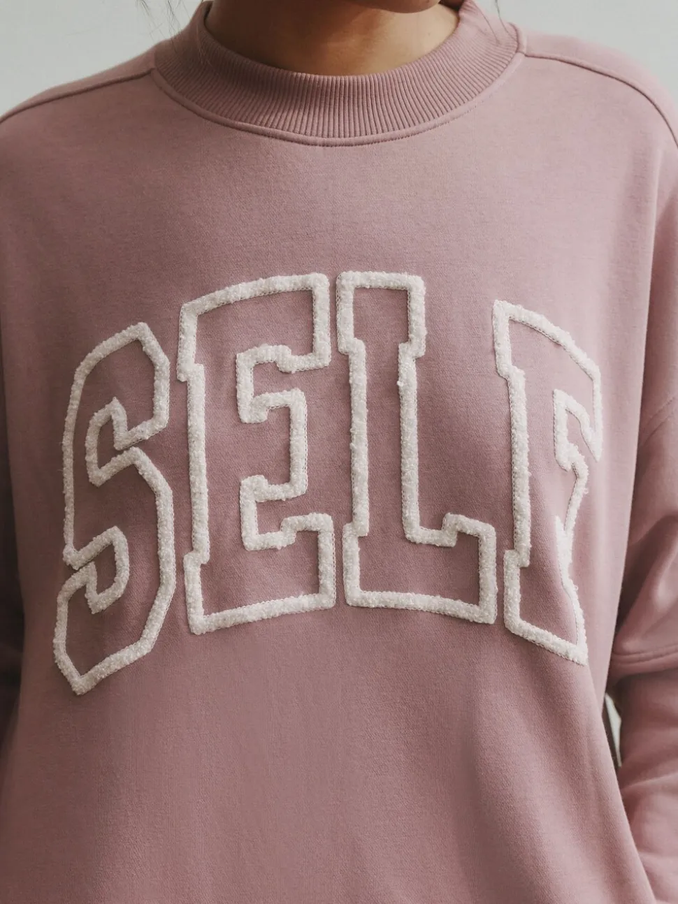 self. Mauve Purple Boucle Sweatshirt