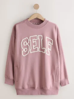 self. Mauve Purple Boucle Sweatshirt