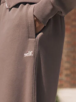 self. Mink Brown Wide Leg Joggers