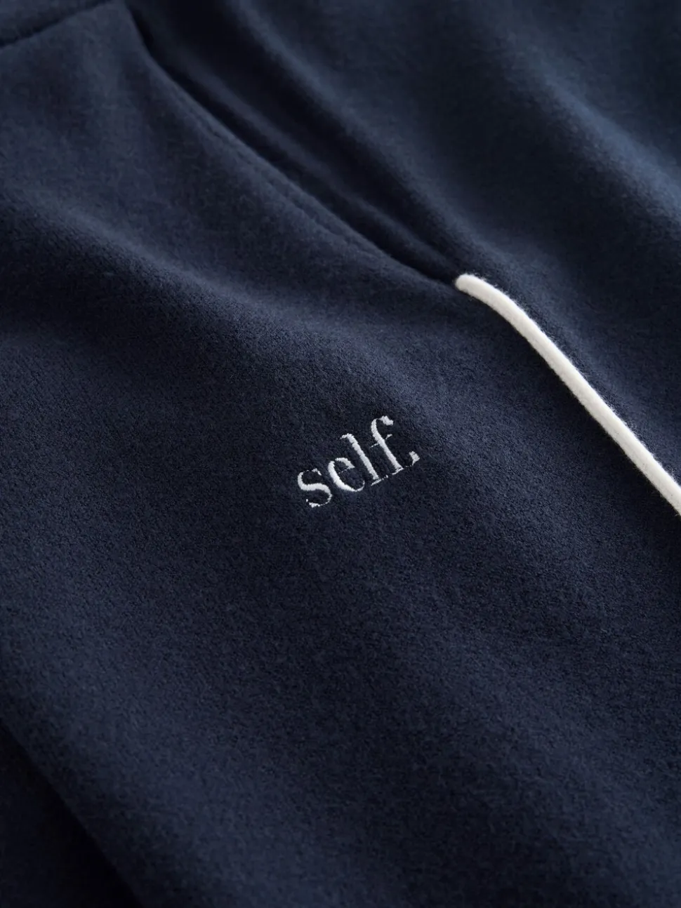self. Navy Barrell Leg Knitted Joggers