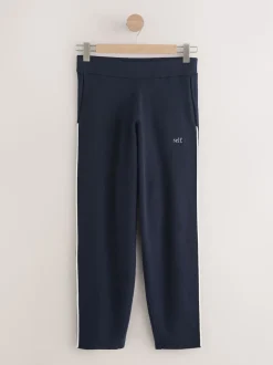 self. Navy Barrell Leg Knitted Joggers