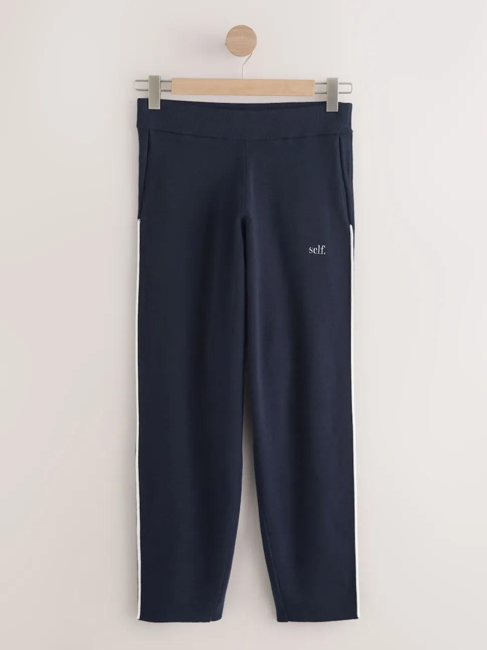 self. Navy Barrell Leg Knitted Joggers
