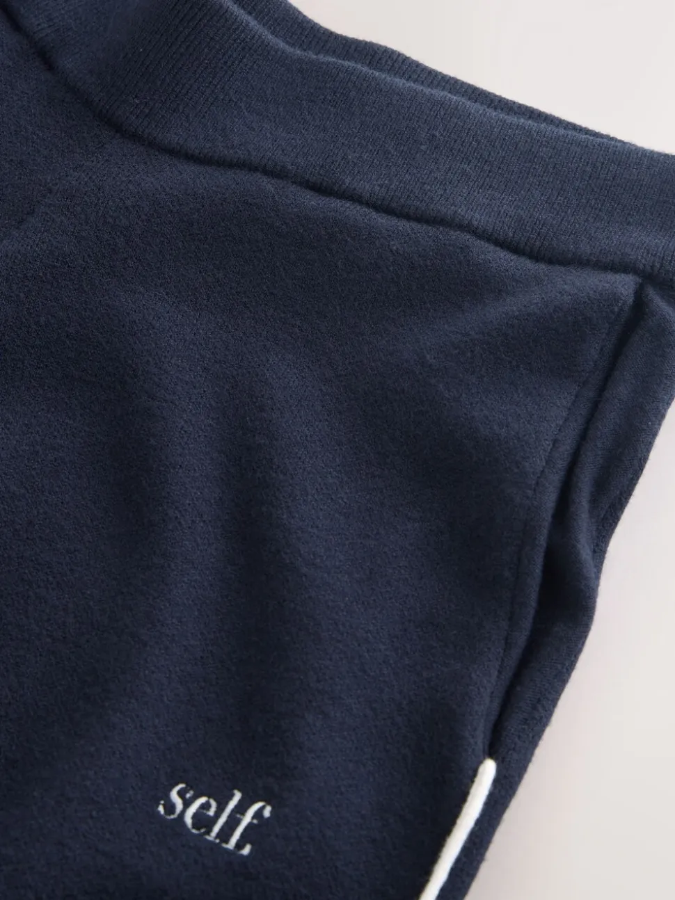 self. Navy Barrell Leg Knitted Joggers