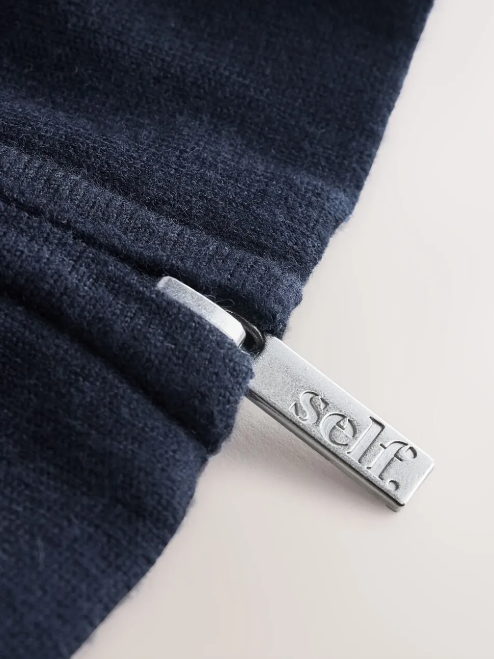 self. Navy Full Zip Knitted Track Top