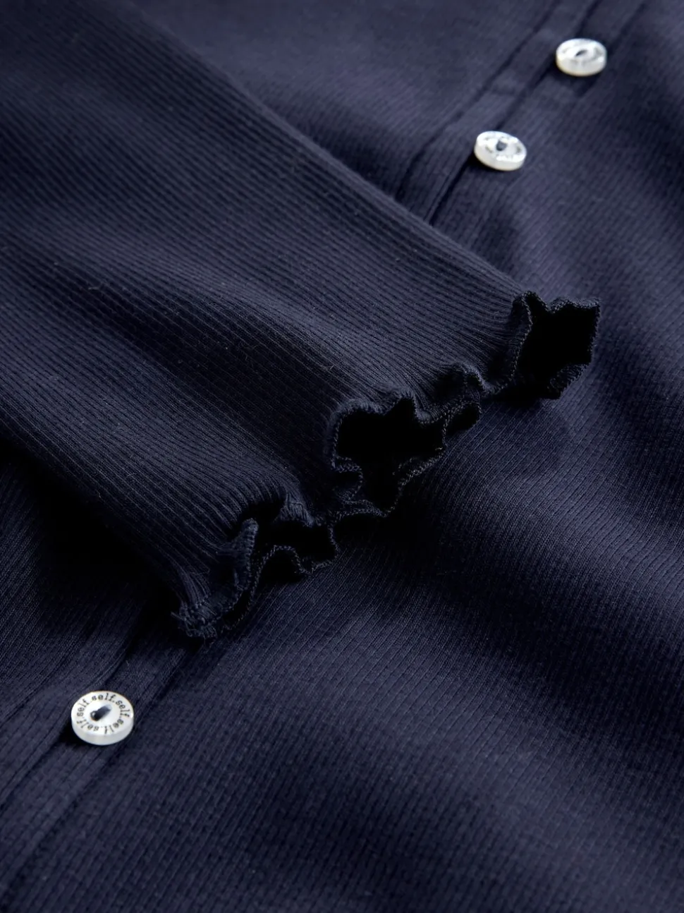 self. Navy Ribbed Button Through Pyjamas