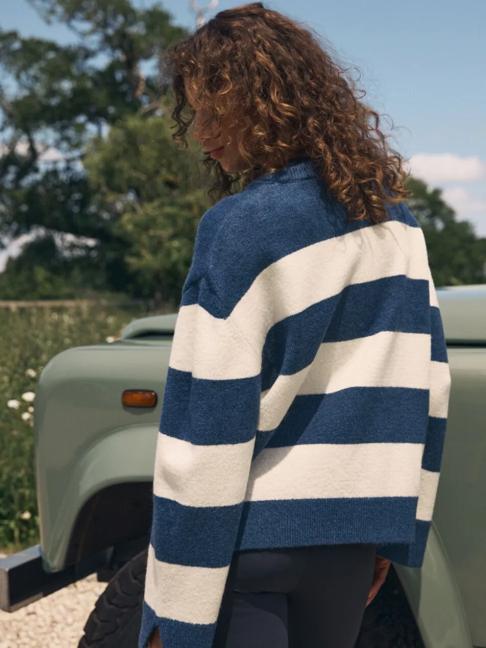 self. Navy Stripe Knit Jumper