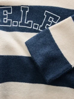 self. Navy Stripe Knit Jumper
