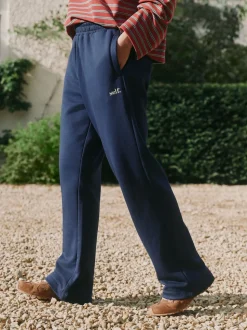 self. Navy Wide Leg Joggers