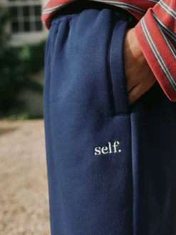 self. Navy Wide Leg Joggers