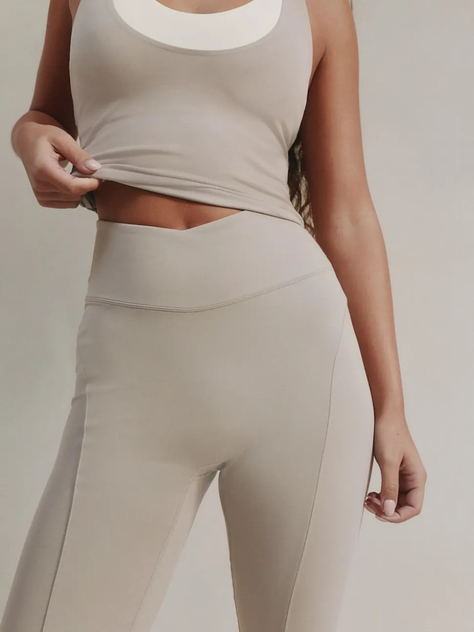self. Neutral High Waist Flared Leggings