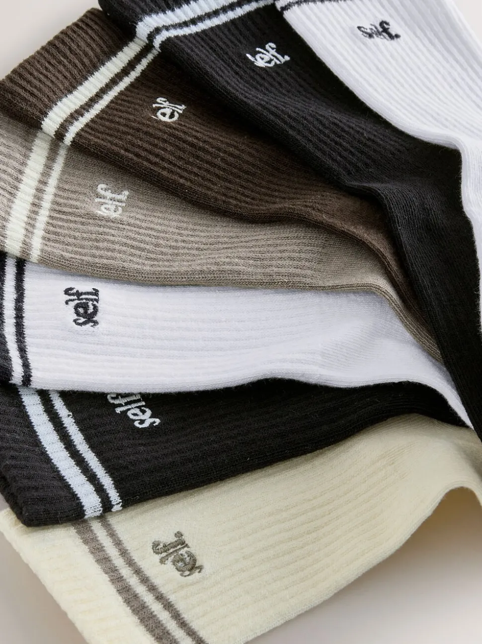 self. Neutral/Black Cushion Sole Lounge Ankle Socks 7 Pack