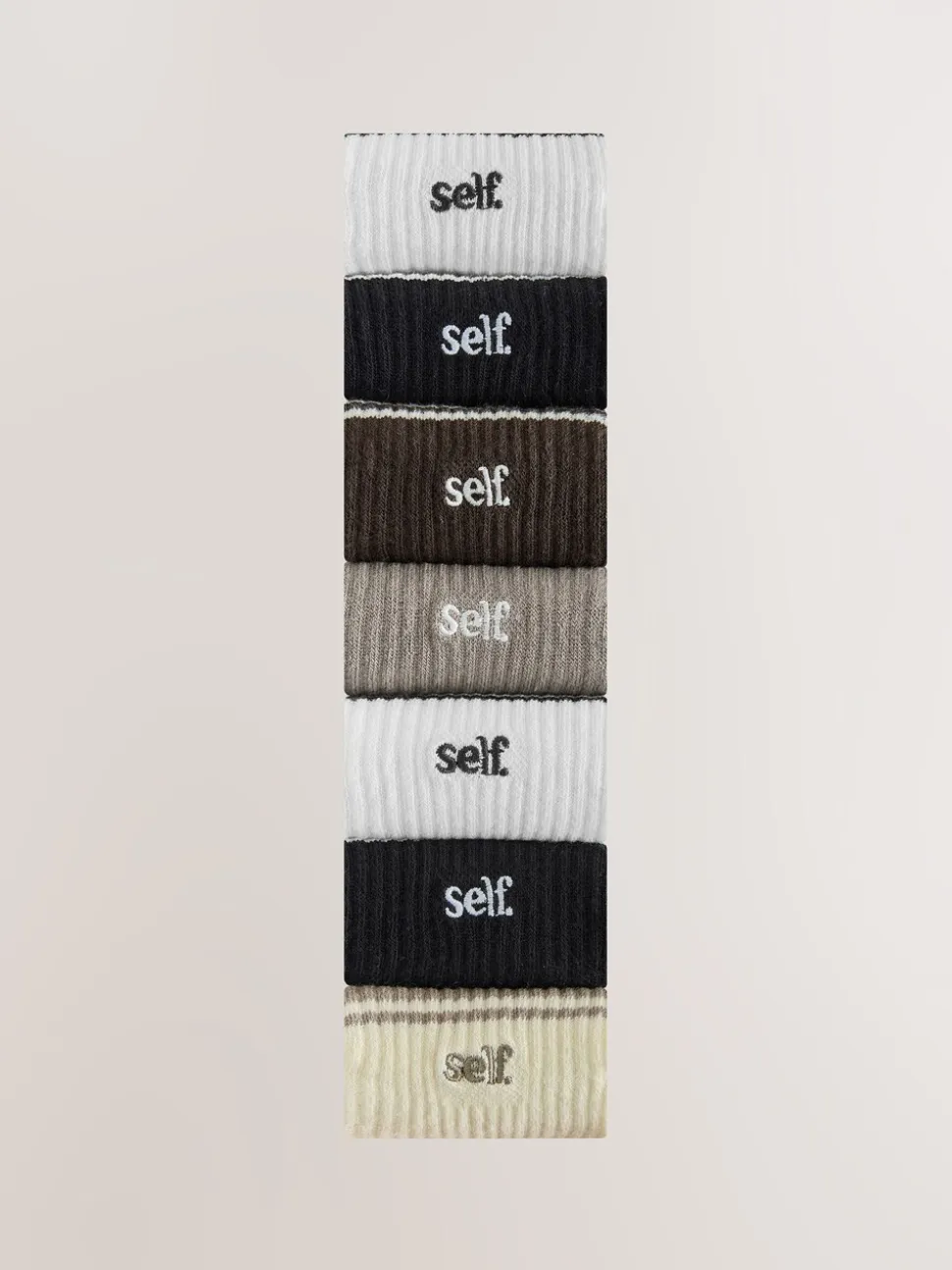 self. Neutral/Black Cushion Sole Lounge Ankle Socks 7 Pack