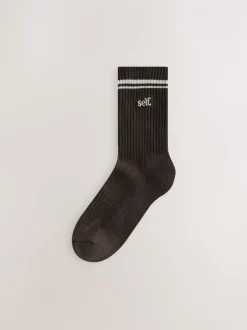 self. Neutral/Black Cushion Sole Lounge Ankle Socks 7 Pack