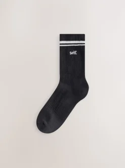 self. Neutral/Black Cushion Sole Lounge Ankle Socks 7 Pack