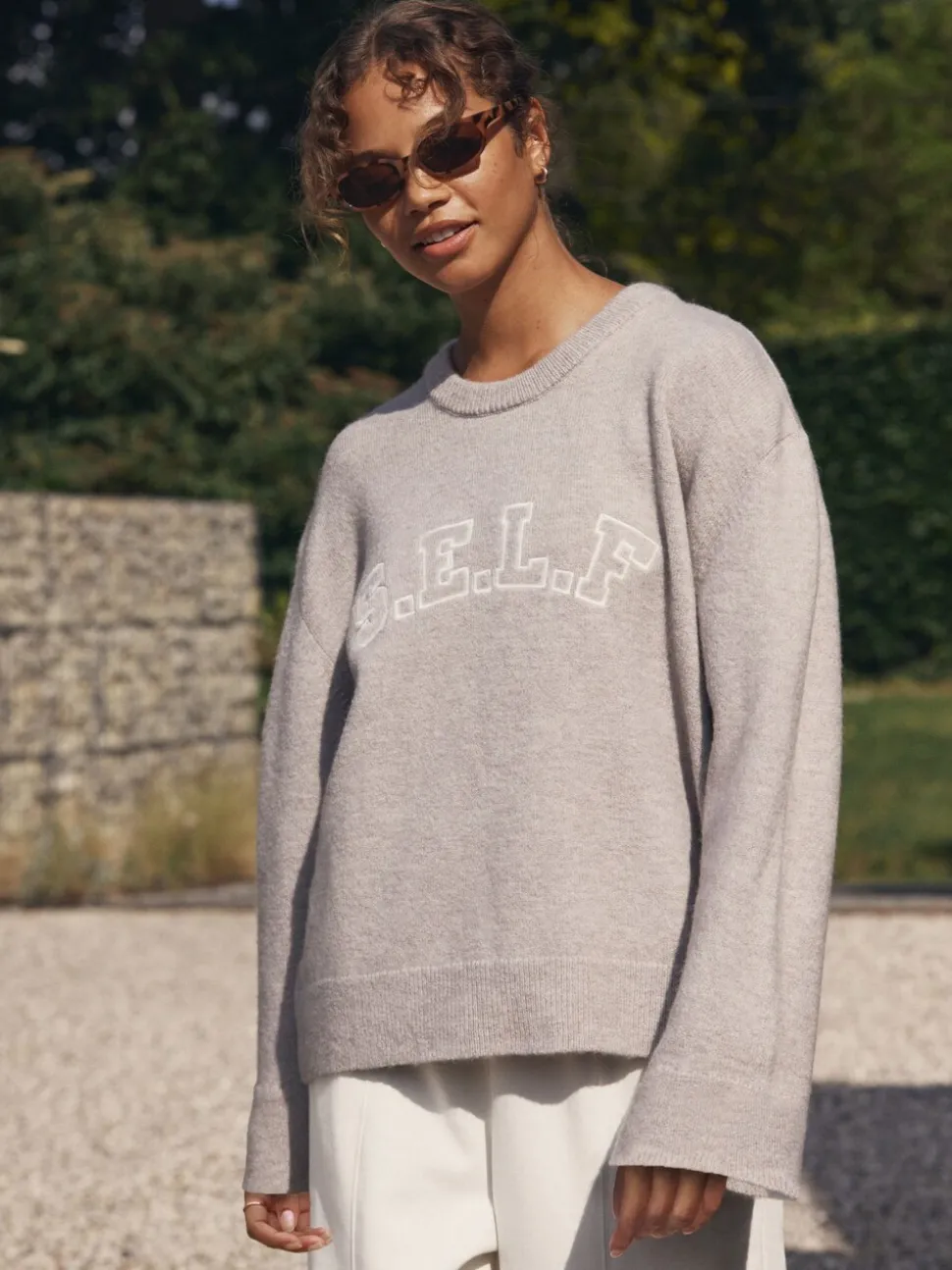 self. Oatmeal Knit Jumper