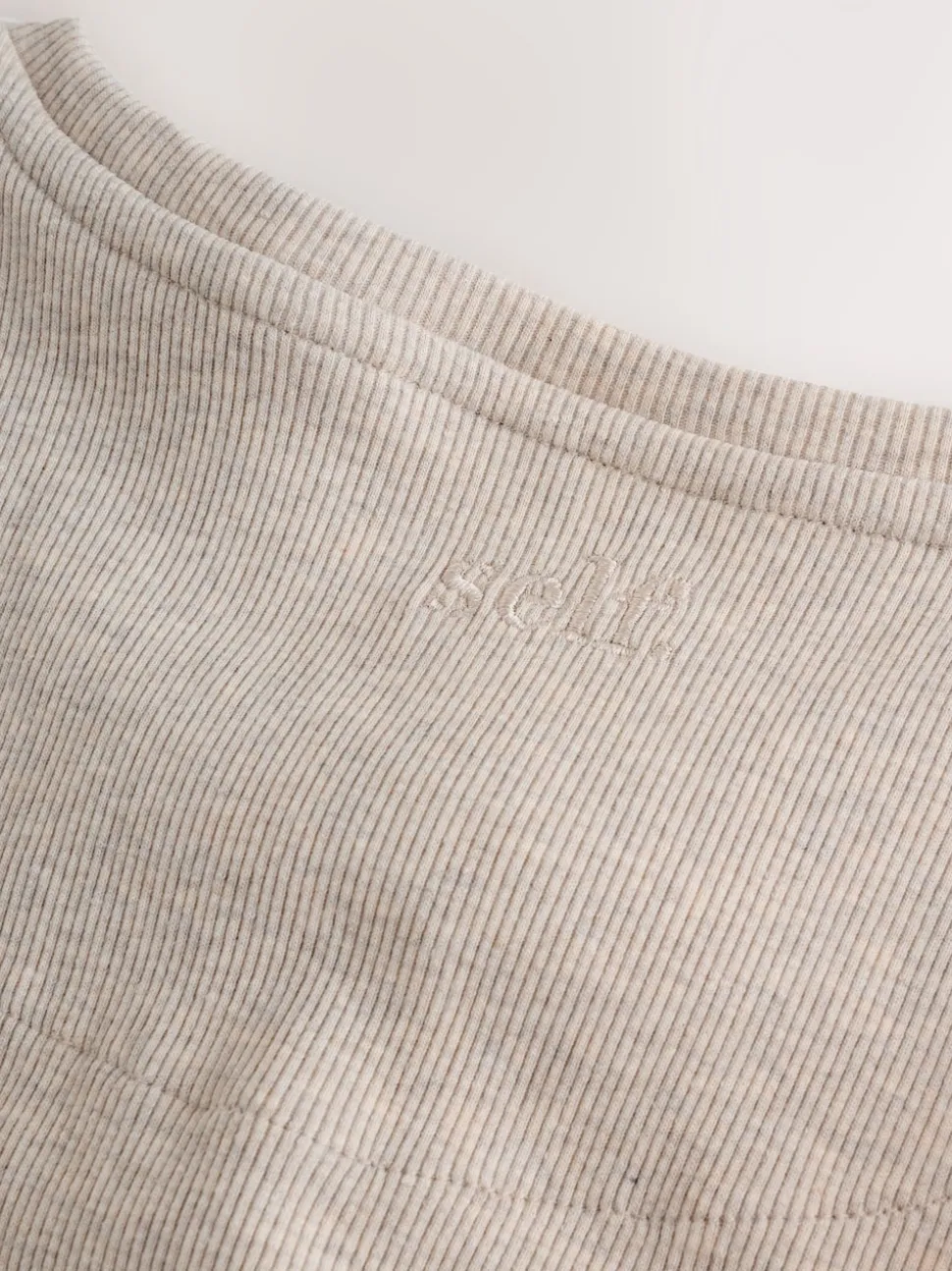 self. Oatmeal Ribbed Button Through Pyjamas