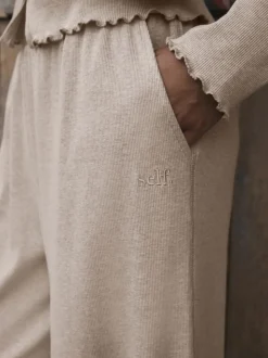self. Oatmeal Ribbed Button Through Pyjamas