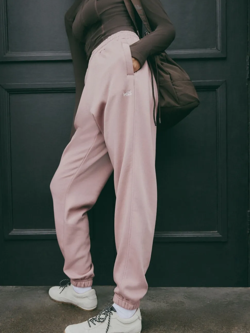 self. Pink Cuffed Joggers