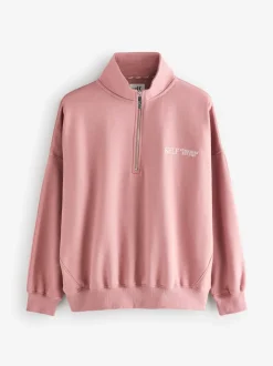 self. Pink Half Zip Sweatshirt