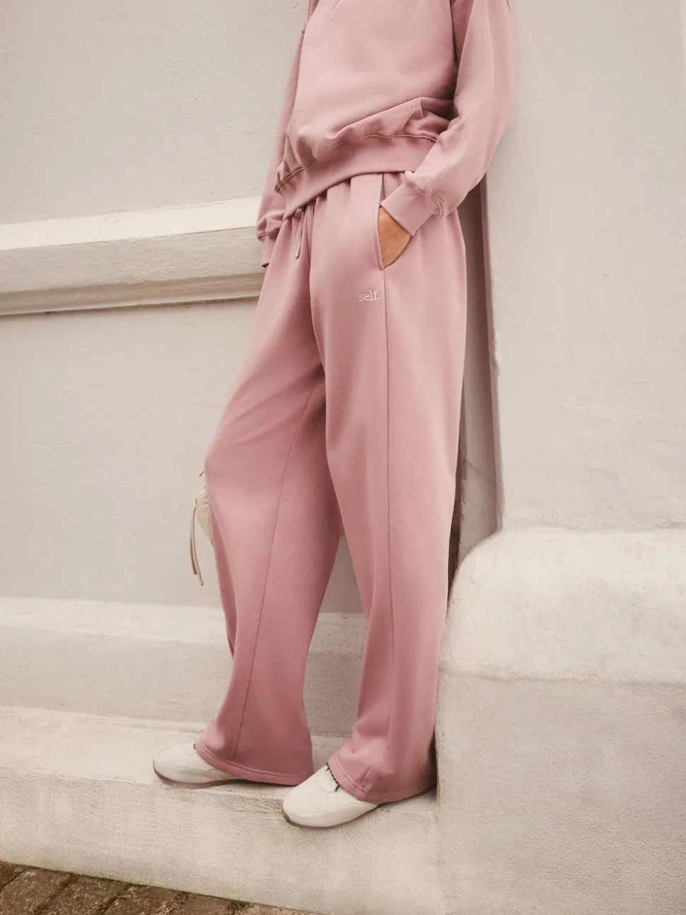 self. Pink Wide Leg Joggers