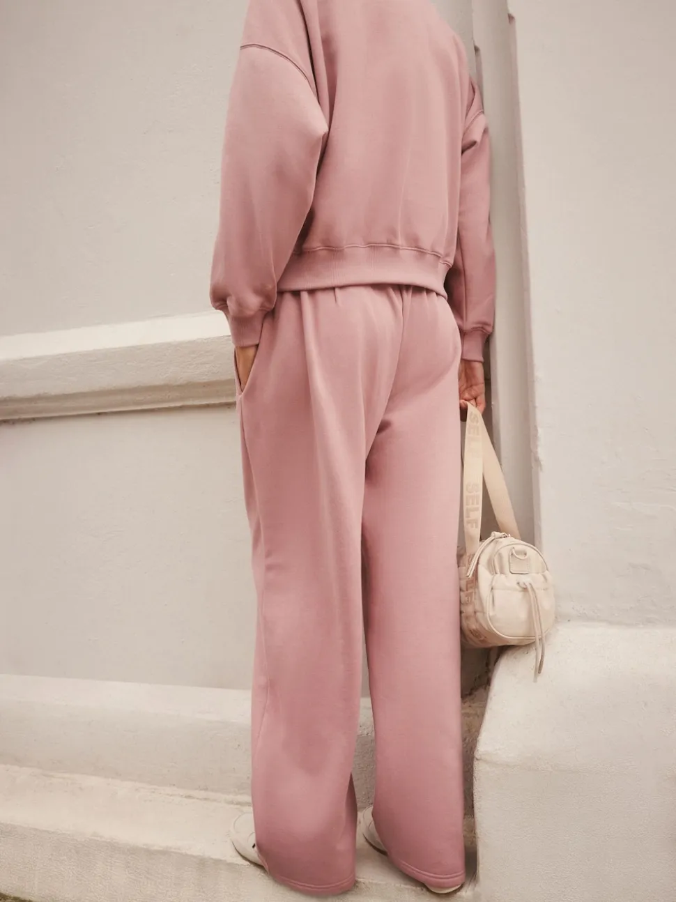 self. Pink Wide Leg Joggers