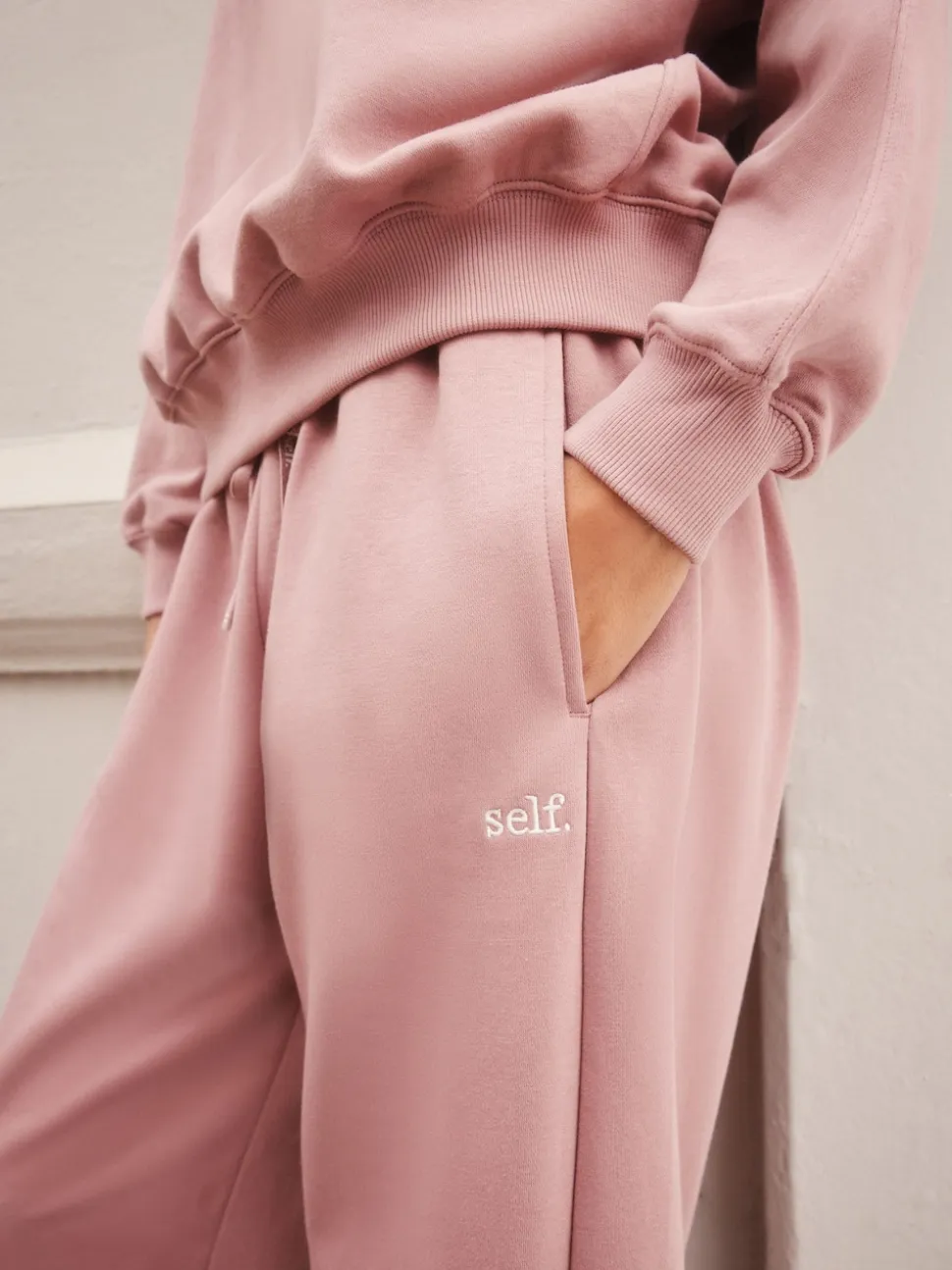 self. Pink Wide Leg Joggers