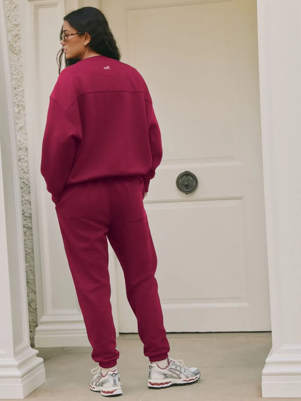 self. Red Cuffed Joggers