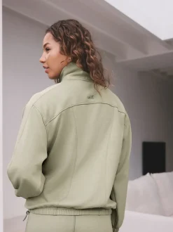 self. Sage Green Half Zip Modal Sweatshirt