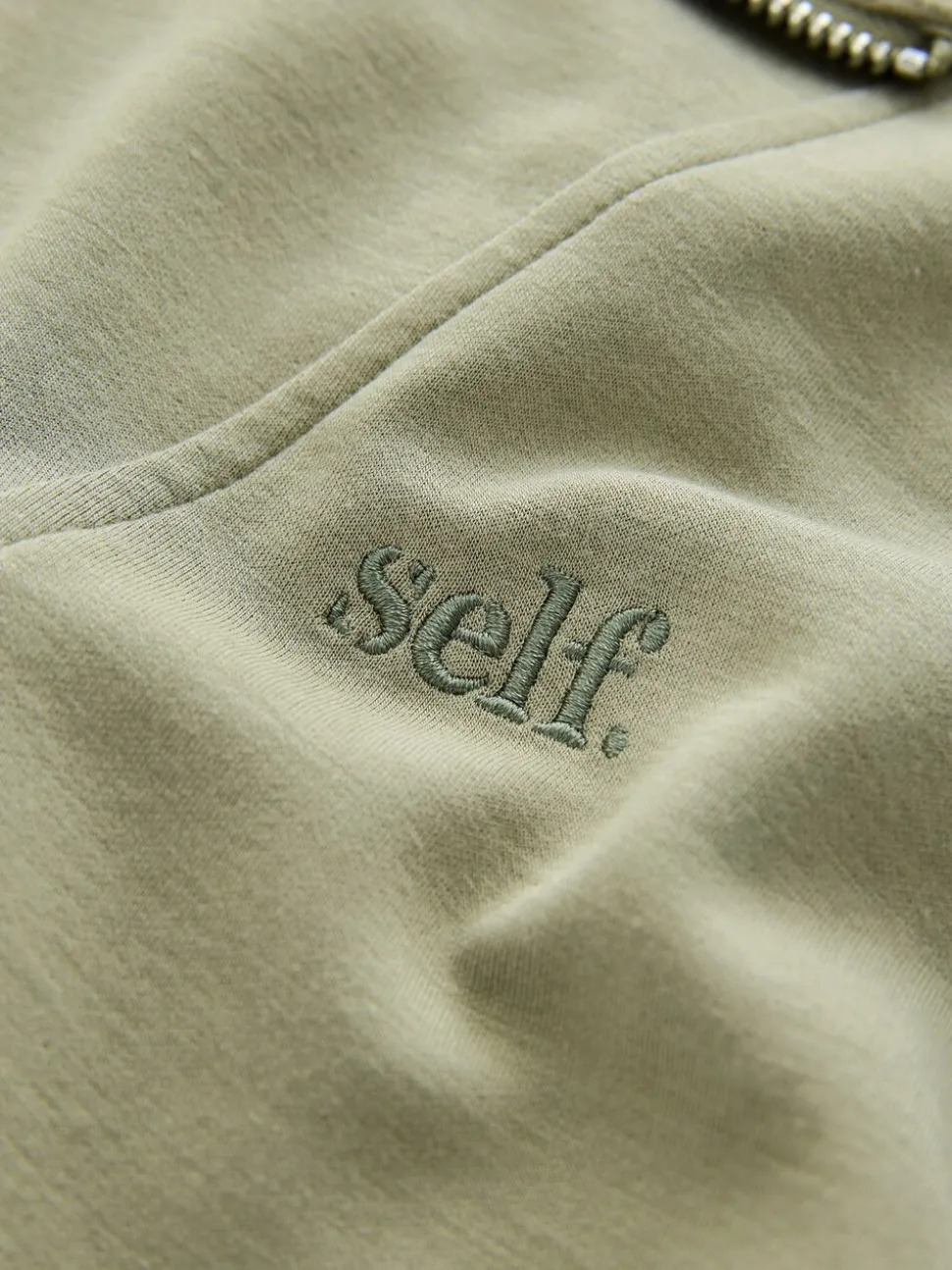 self. Sage Green Half Zip Modal Sweatshirt