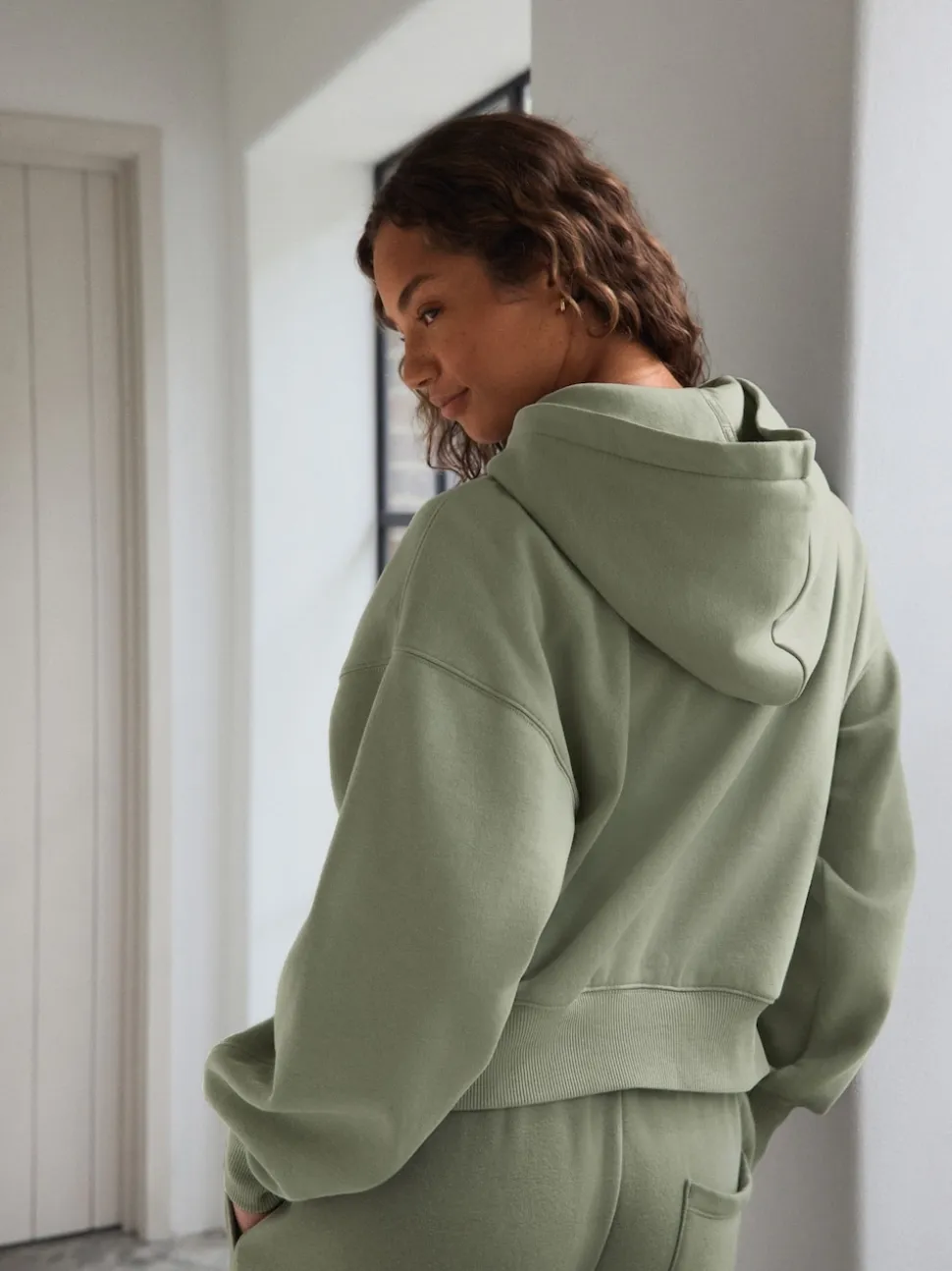 self. Sage Green Hooded Zip Through Jacket