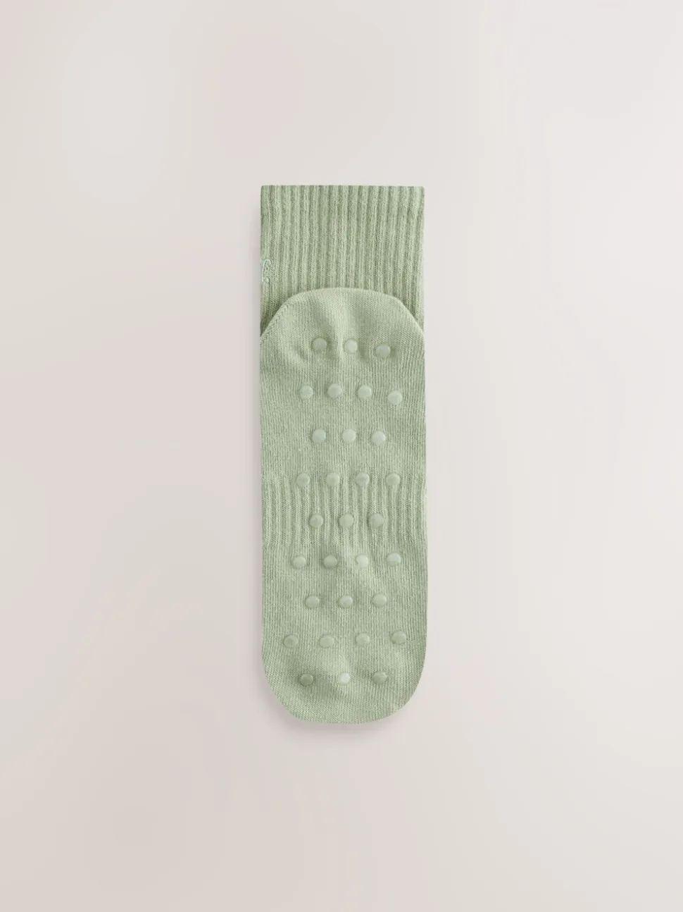 self. Sage Green/Cream/Grey Cropped Ankle Embroidered Logo Gripper Socks 3 Pack