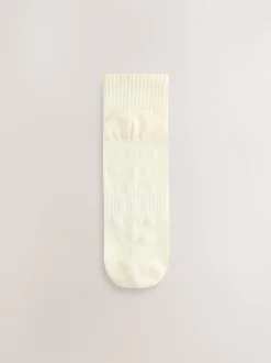 self. Sage Green/Cream/Grey Cropped Ankle Embroidered Logo Gripper Socks 3 Pack
