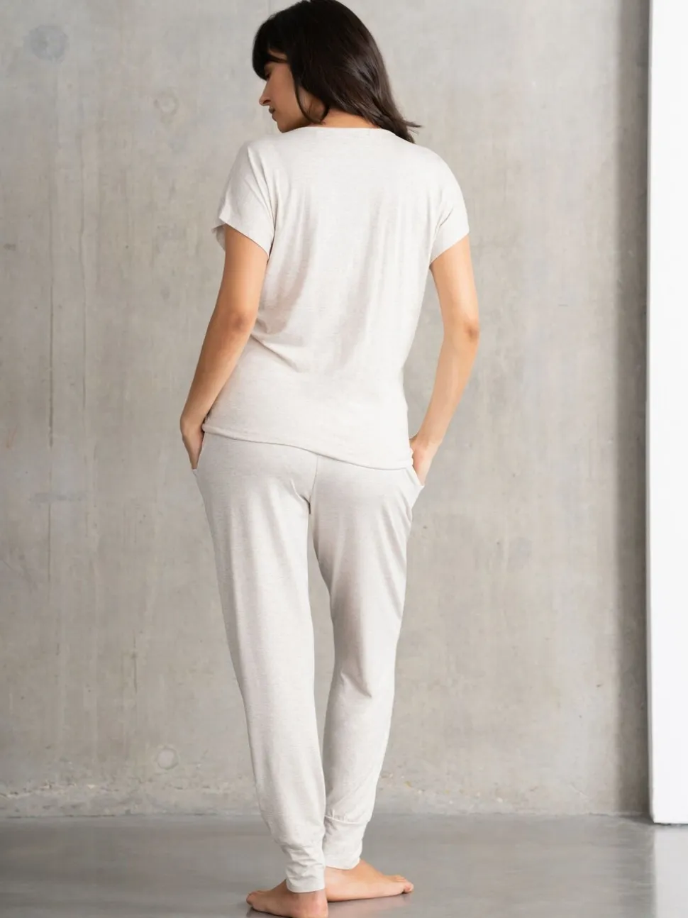 Seraphine Beige Oatmeal Marl Maternity & Nursing Hospital Bag Pyjamas 2 Piece Set