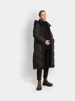 Seraphine Black 3-In-1 Long Chevron Puffer Maternity Coat