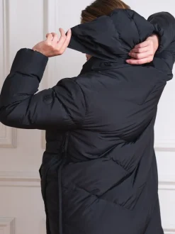 Seraphine Black 3-In-1 Long Chevron Puffer Maternity Coat